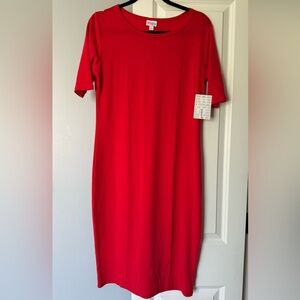 NWT Lularoe Julia dress. Size L / Large. Solid red.